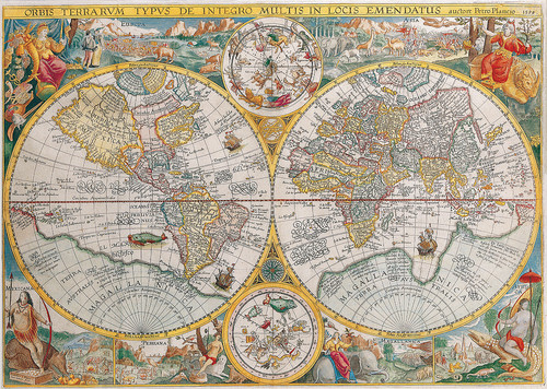 Карта двойного полушария Петрус Планциус 1599