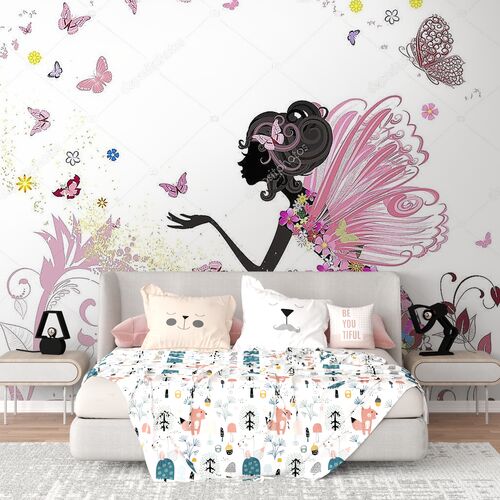 Цветочная фея в облаке бабочек