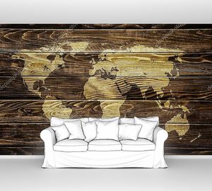Карта мира на древесине