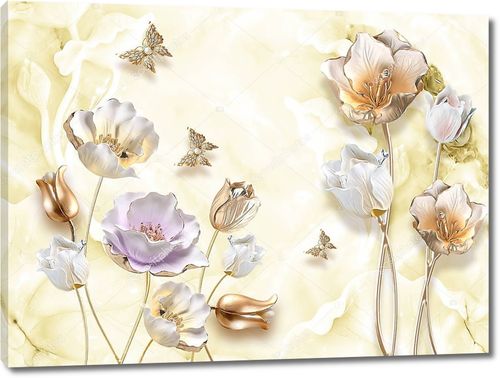 Позолоченные тюльпаны , позолоченные бабочки