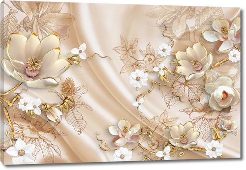 Объемные цветы на ткани