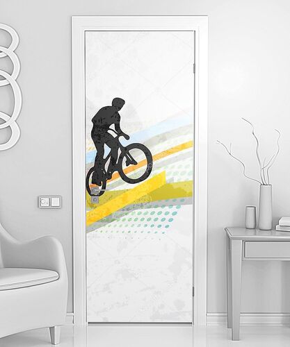 Векторная иллюстрация велосипедиста BMX на радуге
