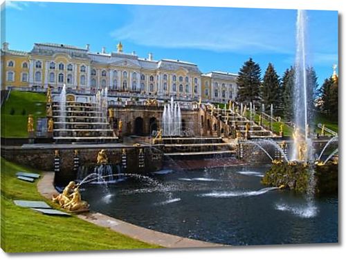 Большой дворец и большой Каскад в Петергофе, Россия