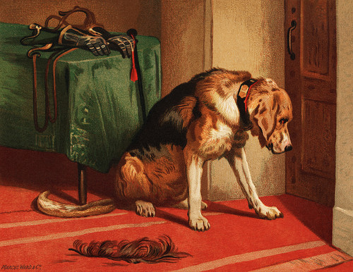 Неизвестность (1877) сэра Эдвина Ландсира, викторианского мастифа-ищейки, ожидающего Неизвестность (1877) сэра Эдвина Ландсира, викторианского мастифа-ищейки, ожидающего