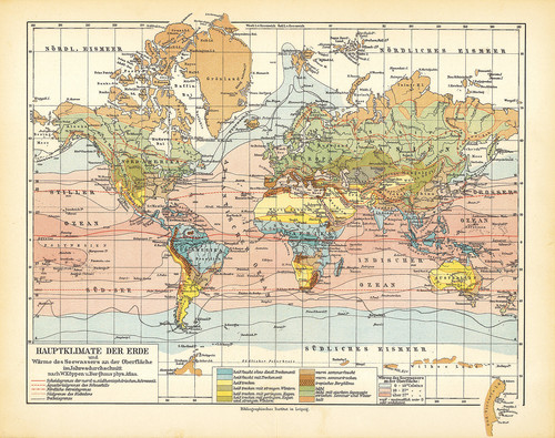 Климатическая зона, карта мира, Мейерс 1895