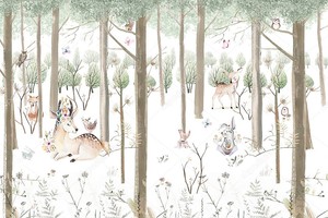 Детский рисунок с животными в лесу