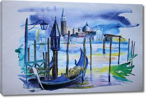 Вид на пирс с лодками в Венеции