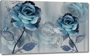 Синие розы с каплями росы