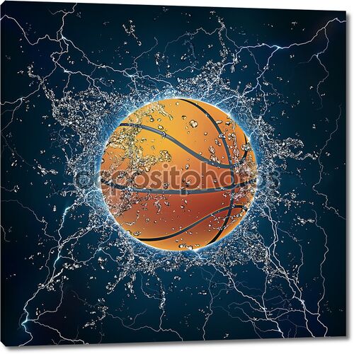 Баскетбольный мяч с брызгами