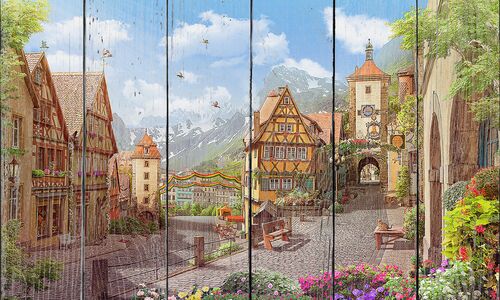 Две старинные европейские улочки в горах Две старинные европейские улочки в горах