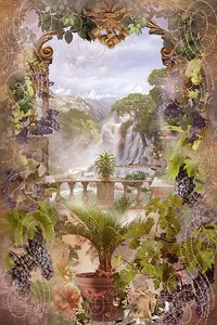 Абстрактная арка и водопад