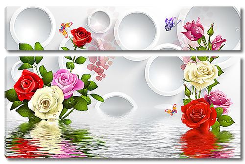 Бутоны роз с кольцами над водой