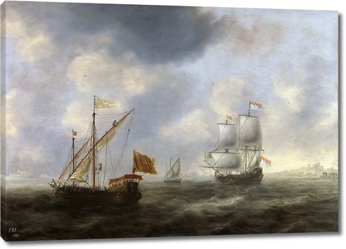 Турецкая галера и голландское судно у берега