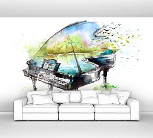 Нарисованный рояль в цветах