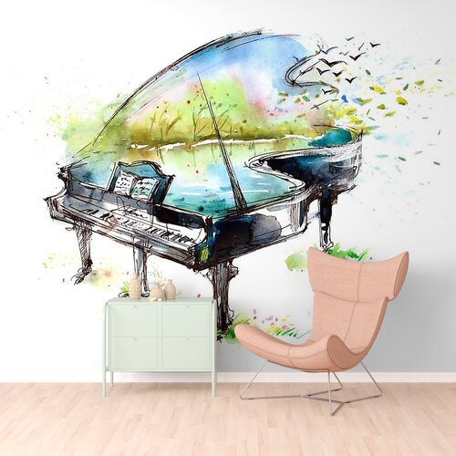Нарисованный рояль в цветах