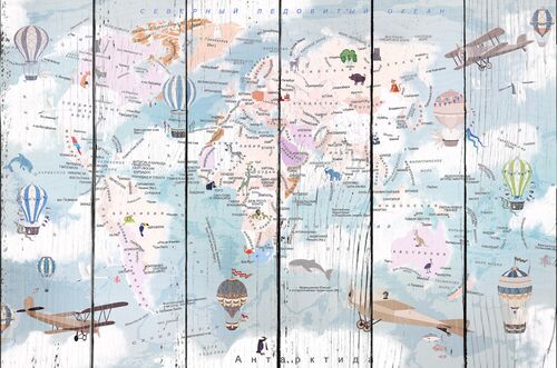Детская карта мира с самолетиками