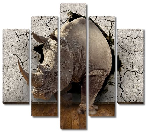 Носорог из треснувшей стены