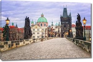 Карлов мост и панораму Праги, Чешская Республика