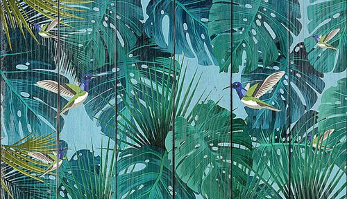 Колибри в пальмовых листьях