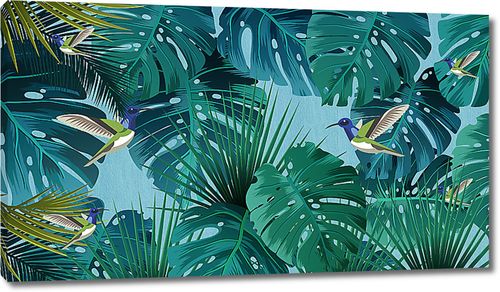Колибри в пальмовых листьях