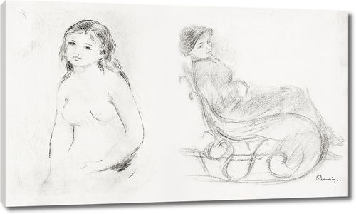 Ренуар - Эскизы купальщицы и Женщины, сидящей в кресле