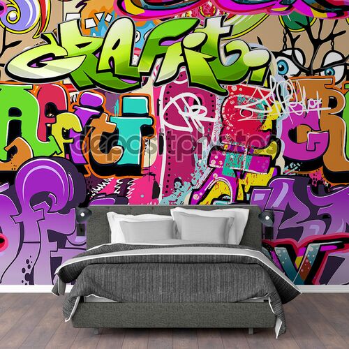 Стена с ярким граффити