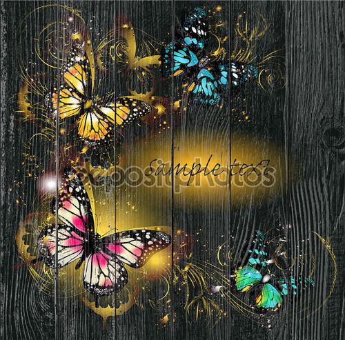 Роскошный фон с орнаментом и бабочки