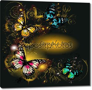 Роскошный фон с орнаментом и бабочки