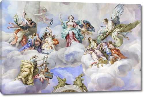 Яркая фреска святых и ангелов в церкви Святого Чарльза