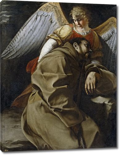 Св Франциск, поддерживаемый ангелом