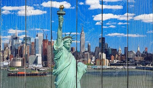 Статуя свободы и Мидтаун Манхэттен