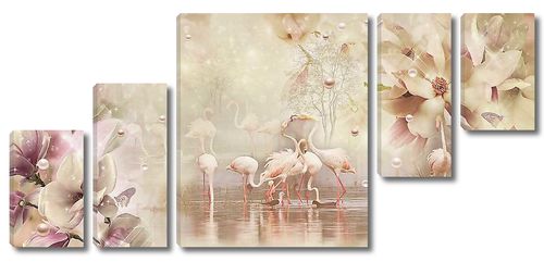 Фламинго на сказочном озере