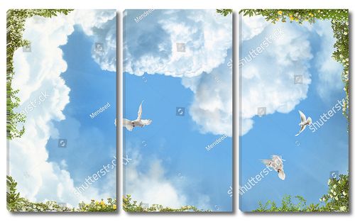 Голуби, летящие в небе