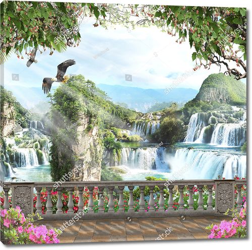 Вид на орла и водопады с террасы