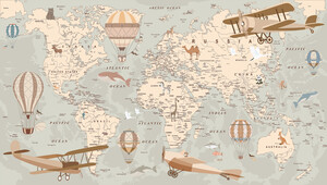 Аэропланы и воздушные шары на карте мира