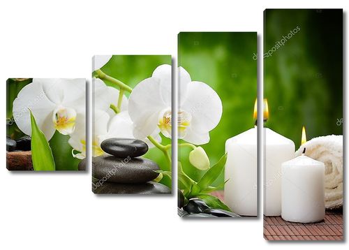 Базальтовые камни и орхидеи со свечками