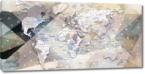 Современная полигональная карта мира на русском языке