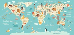 Карта мира и континентов животных