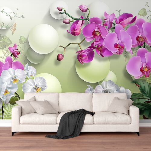 Орхидеи с белыми шарами