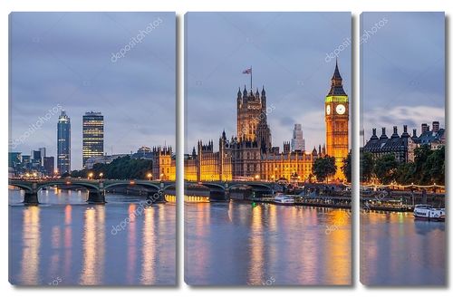 Большой Бен и Вестминстерский мост в сумерках, Лондон, Великобритания