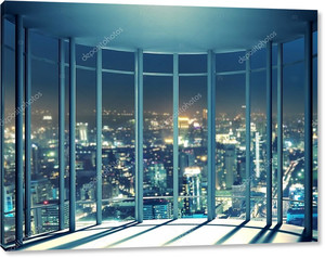 ночное представление из окна высотного здания