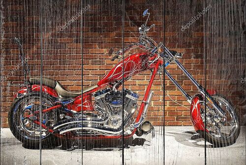 Мотоцикл у кирпичной стены