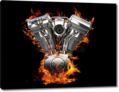 Двигатель хромированные мотоцикла на огонь
