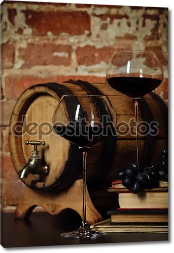 Ретро Натюрморт с красным вином