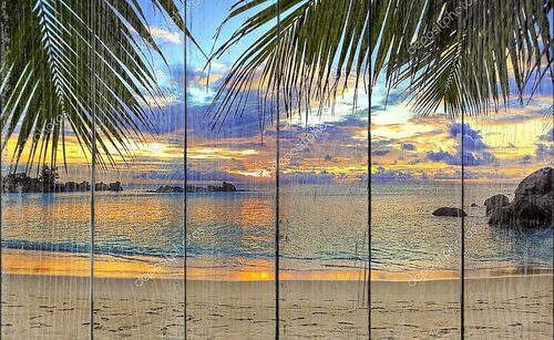 Пляж в тропиках на закате
