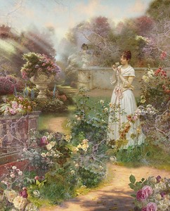 Девушка в цветочном саду