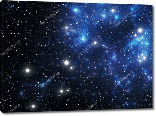 Космическая туманность с синими звездами