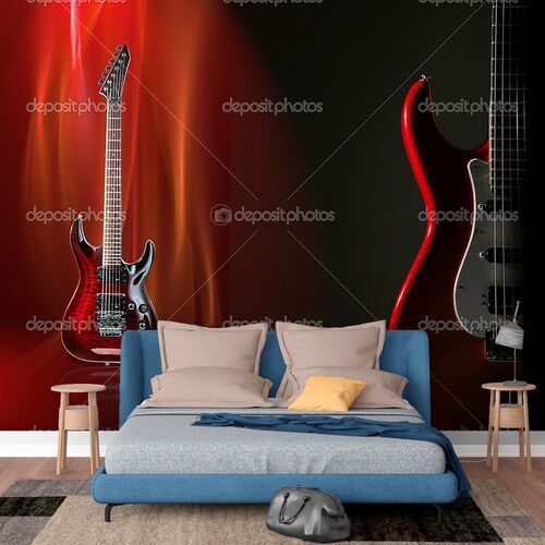 Электрическая гитара в красном дизайне