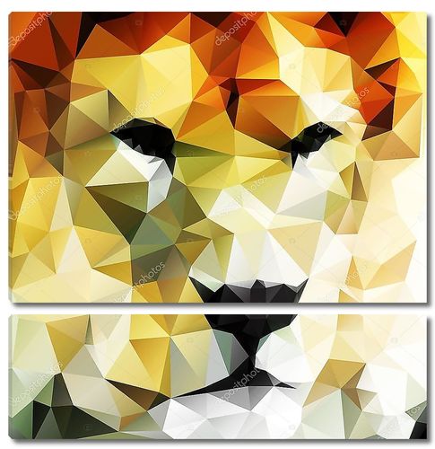 Абстрактный рисунок головы льва из треугольников