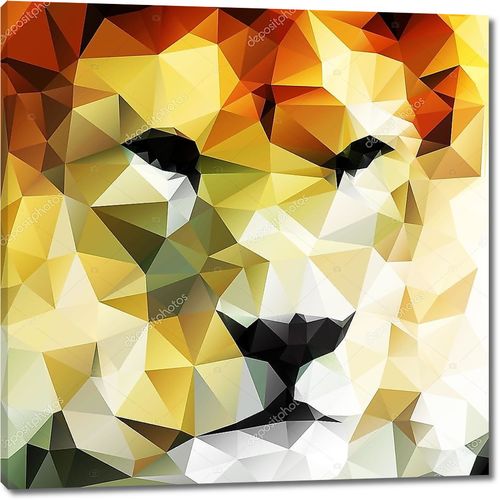Абстрактный рисунок головы льва из треугольников